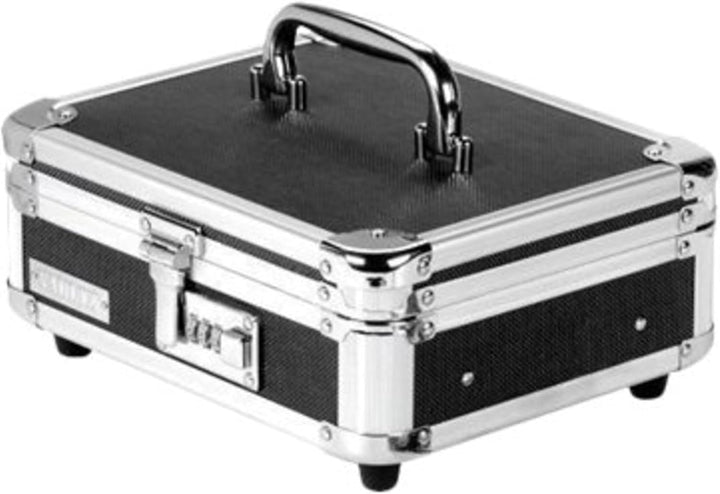 Plastic &amp; Steel Cash Box w/Tumbler Lock, Black &amp; Chrome 9.875 x 4.875 x 8.5 Schwarz, 9.875 x 4.875 x