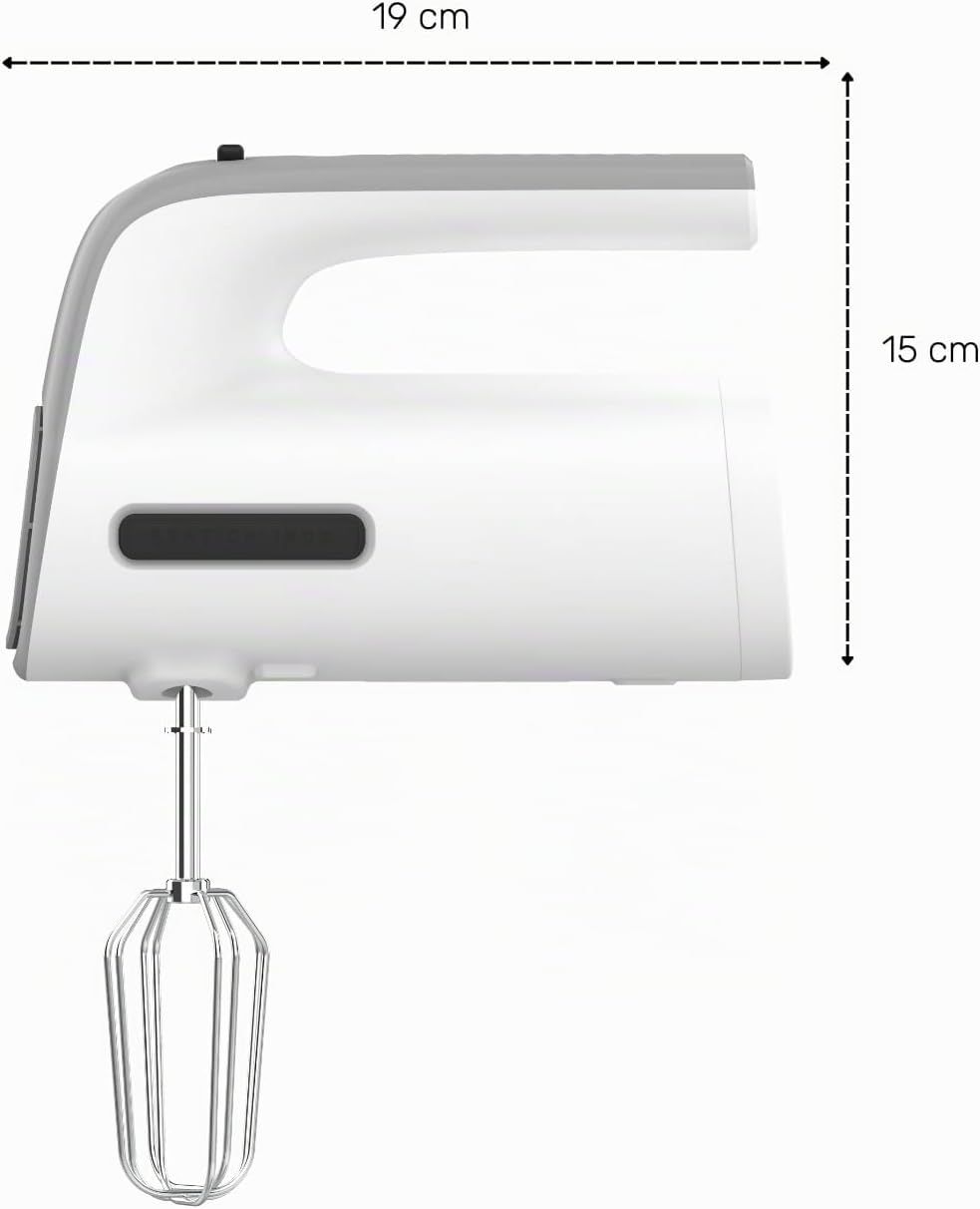 Taurus Station Grey - Gebäckmixer, 300W, 5 Geschwindigkeiten, Turbofunktion, 2 Arten von Rührstäben: