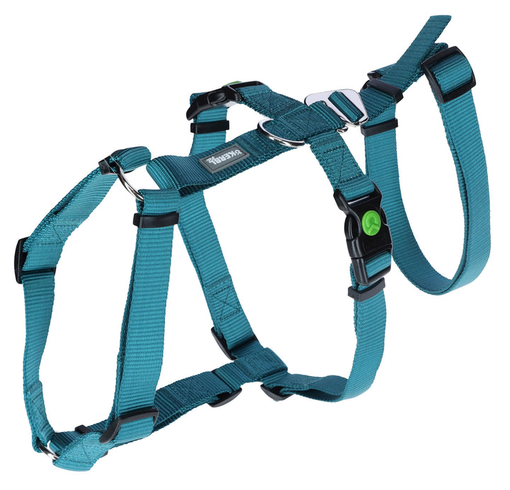 Kerbl Pet Panikgeschirr, Hundegeschirr, Petrol, Halsulmfang 48-64cm, Gurtbreite 25mm, für ängstliche