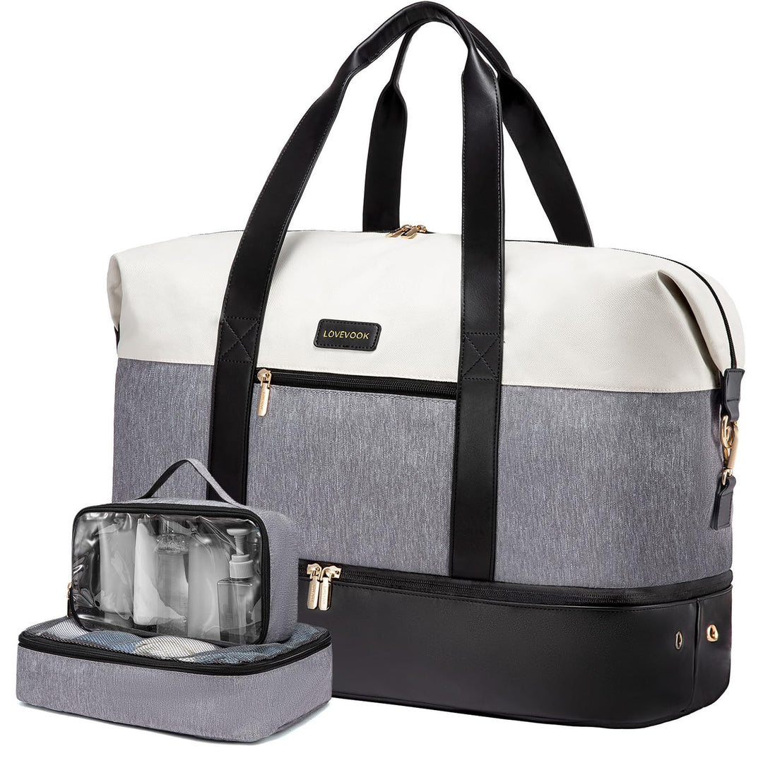 LOVEVOOK Reisetasche Sporttasche Damen, Leichte 45L Weekender Travel Bag, Kliniktasche Geburt mit Ku