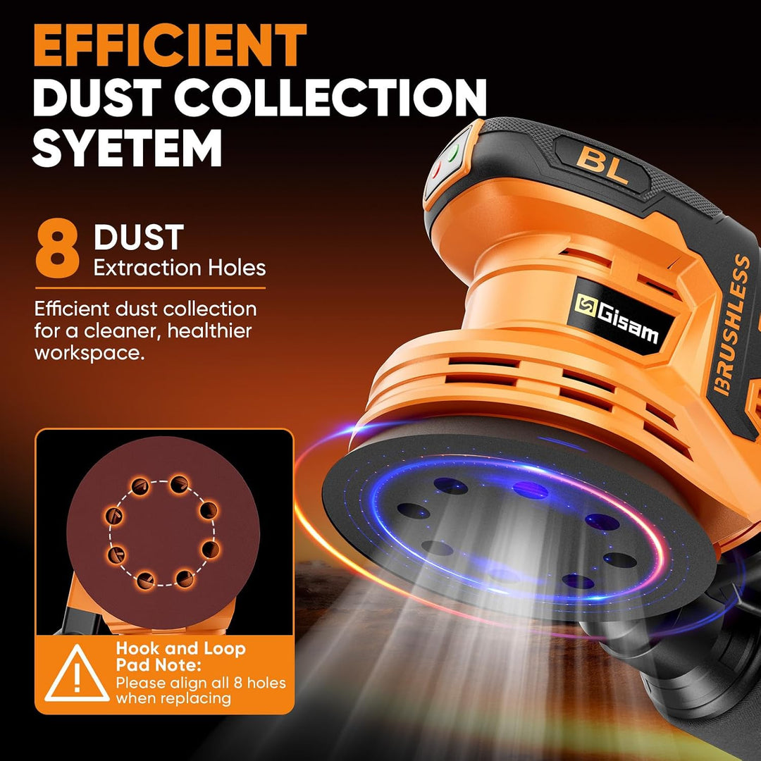 Exzenterschleifer 125mm 1200W bürstenlos Schleifmaschine für Holz Metall Yell, Yell