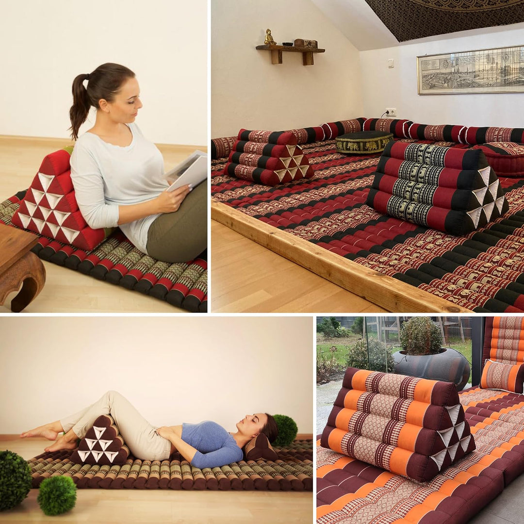 livasia Rückenstützkissen extrahoch mit Thaiseide - 38x55x35cm - Dreieckskissen für Garten/Balkon, K