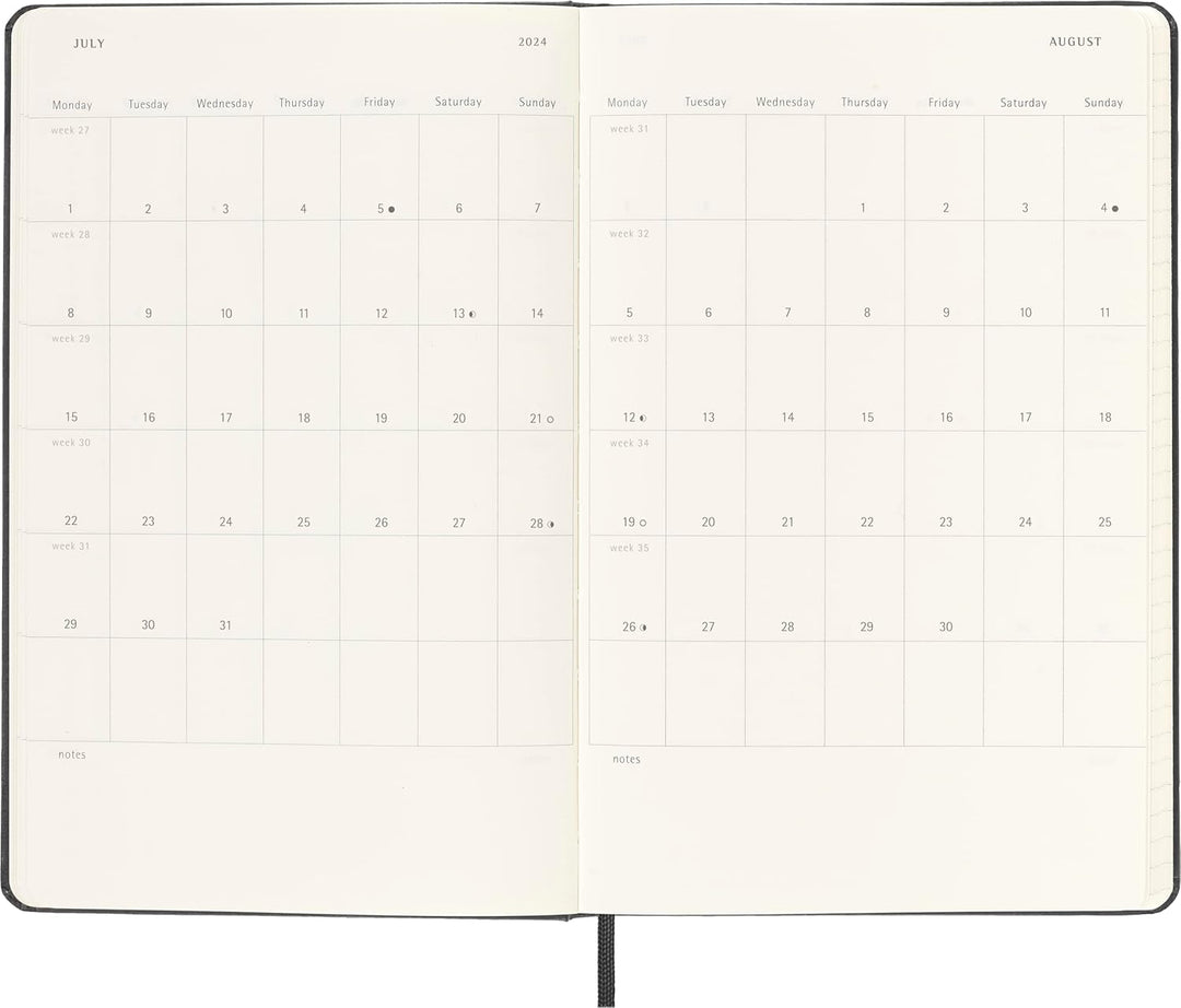 Moleskine Tagesplaner 2023-2024, 18-Monate-Kalender, Hardcover-Tagesplaner, Grossformat 13 x 21 cm,