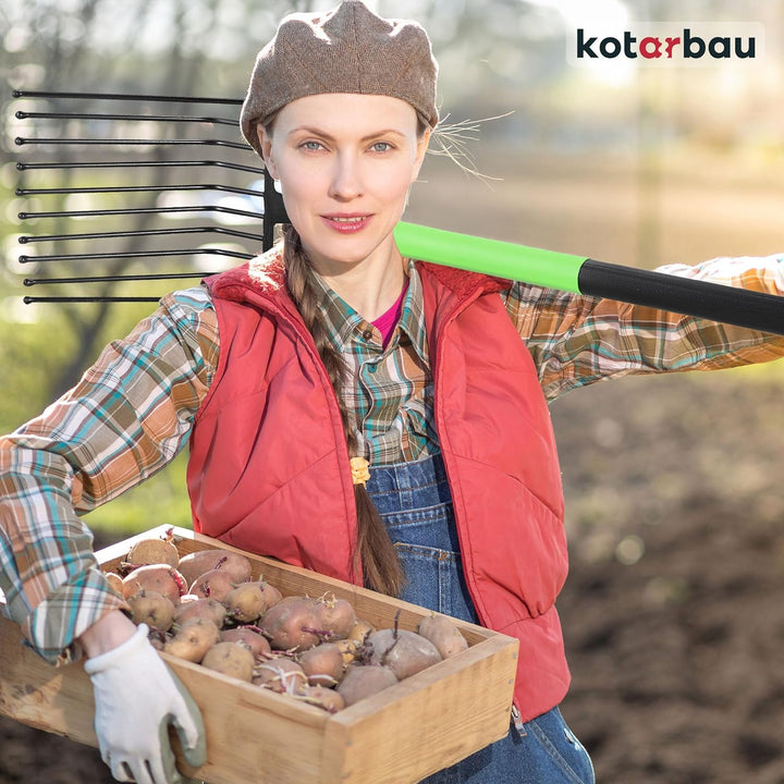 KOTARBAU® Kartoffelgabel Heuforke 10 Zinken 120cm mit Metallstiel