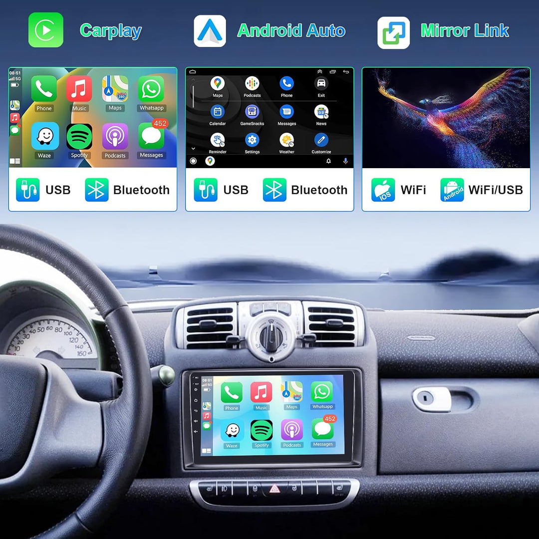 Hodozzy 8 Core 4G+64G Autoradio für Mercedes-Benz Smart Fortwo 451 2005-2010 Android 9 Zoll IPS Bild