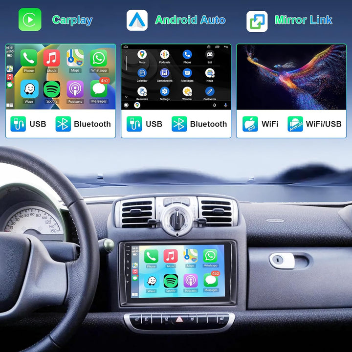 Hodozzy 8 Core 4G+64G Autoradio für Mercedes-Benz Smart Fortwo 451 2005-2010 Android 9 Zoll IPS Bild