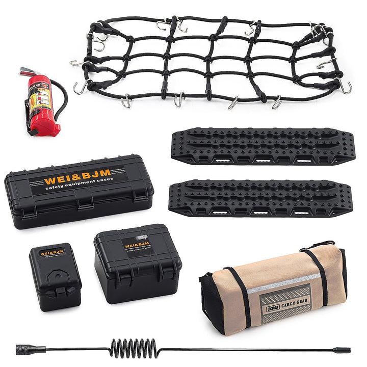 Ezweiji RC Crawler Zubehör, 1/10 Truck Dachträger Rc Zubehör Set 8 in 1 Tankaufbewahrungsbox, Gepäck