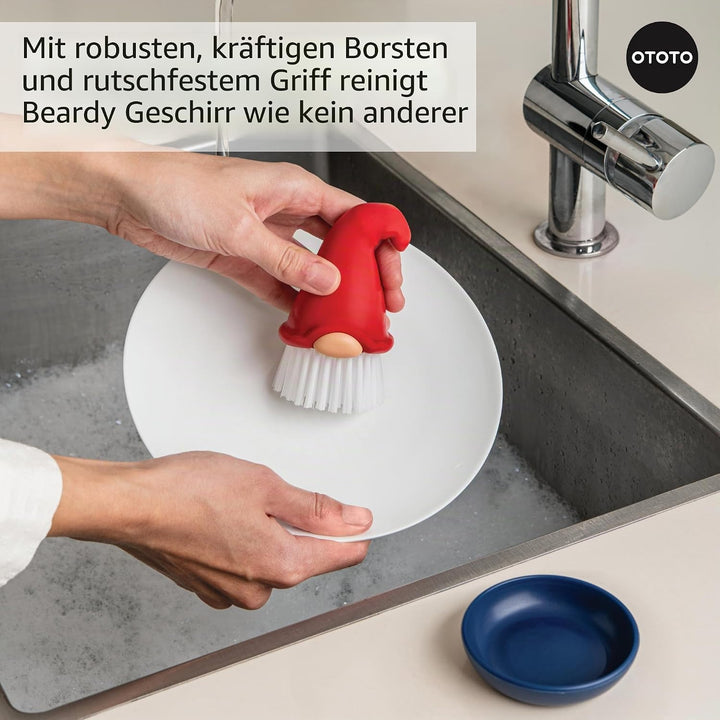 OTOTO Bartiger Zwerg Geschirrbürste – Geschirrscheuerbürste, Zwerge, witzige Geschenke, Geschirrbürs