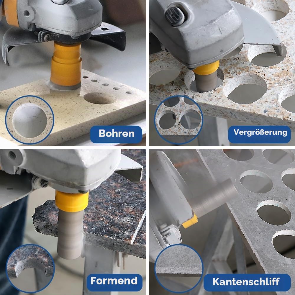 HIGHDRIL Diamantbohrer Fliesenbohrer Set - 20/25/35/50/68MM Diamant-Bohrkrone Lochsäge mit 20MM Fing