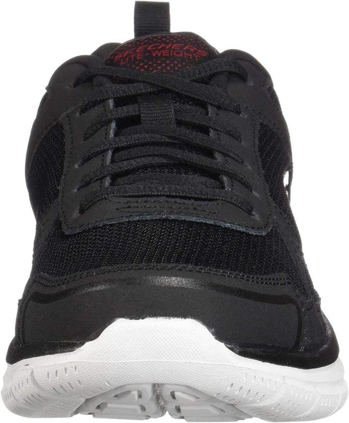 Skechers Herren Sneaker Sportschuhe 39 EU Black Leather Mesh Pu Red Trim, 39 EU Black Leather Mesh P