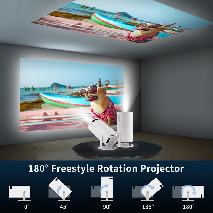 Mini Beamer, Videoprojektor 5G WiFi Bluetooth Projector 4K 200 ANSI Smart Projector.130 Zoll Bildsch