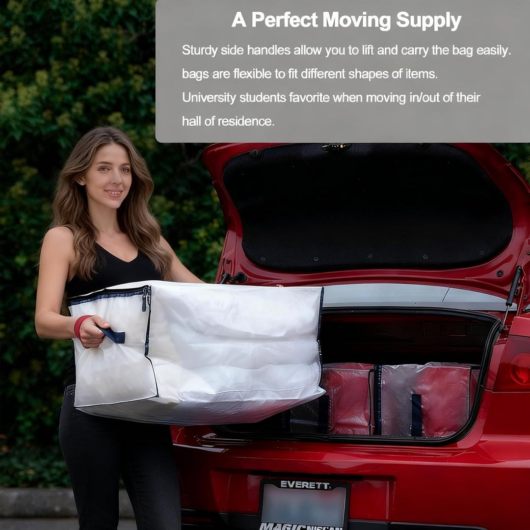 2 Pack Clear Moving Bags Clothing Storage Bag Heavy Duty Moving Totes Packing Bags Transparent Handl