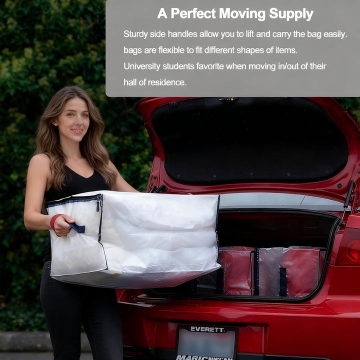 2 Pack Clear Moving Bags Clothing Storage Bag Heavy Duty Moving Totes Packing Bags Transparent Handl
