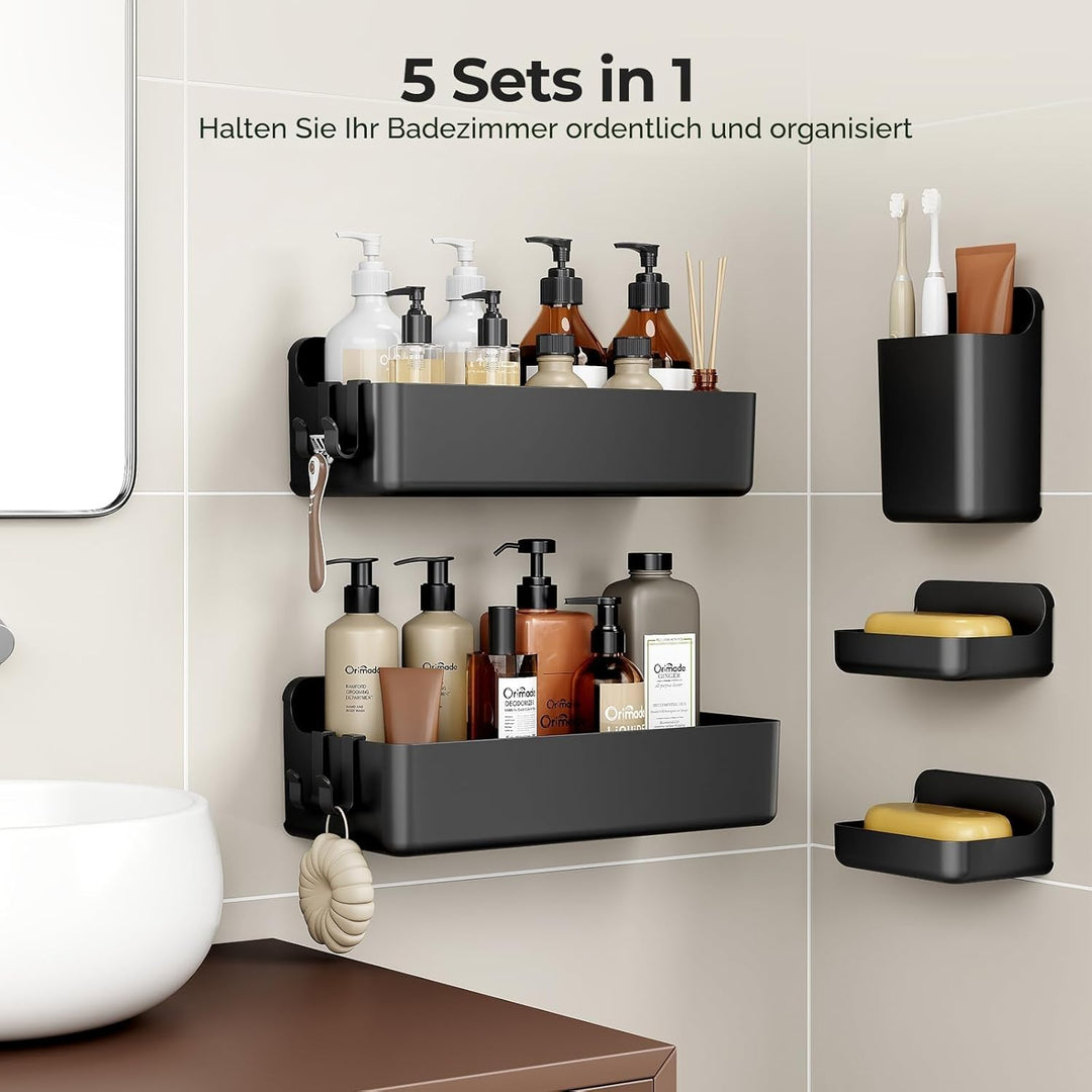 Orimade Duschablage ohne Bohren-Duschregal Rostfrei 5 Stück,Shampoo Halterung für Dusche Grosse Kapa