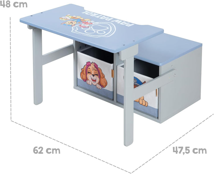 Klappbare Sitzbank Paw Patrol + 2 wendbare Aufbewahrungsboxen - Umbaubar zum Kindertisch - Ab 18 Mon
