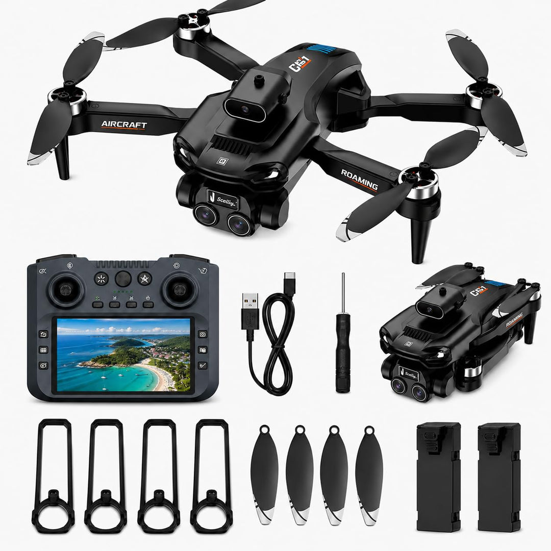 4,3"FPV-Drohne mit integriertem Bildschirm, Hindernisvermeidung, 1080P Kamera, bürstenloser Motor, 2