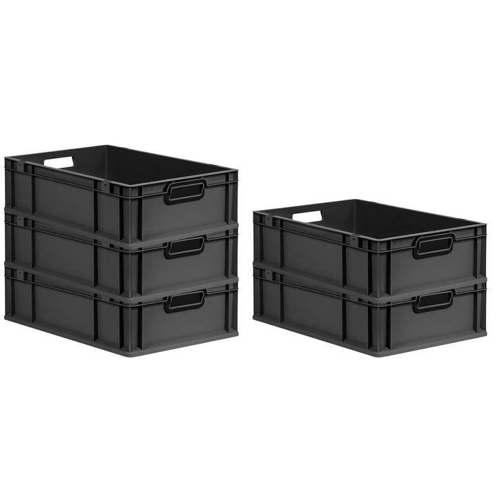 PROREGAL SuperSparSet 5x Eurobox NextGen Color | HxBxT 17x40x60cm | 34 Liter | Griffe schwarz offen