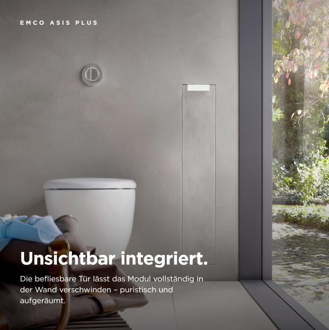 Emco ASIS Plus Unterputz-Schrankmodul für die Klobürstengarnitur, Badezimmerschrank mit Toilettenpap