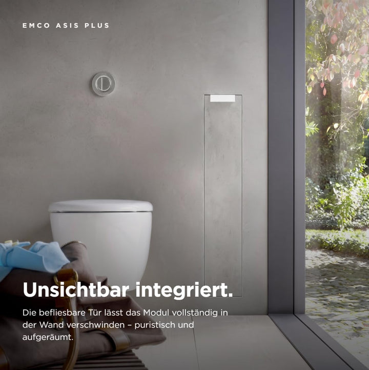 Emco ASIS Plus Unterputz-Schrankmodul für die Klobürstengarnitur, Badezimmerschrank mit Toilettenpap