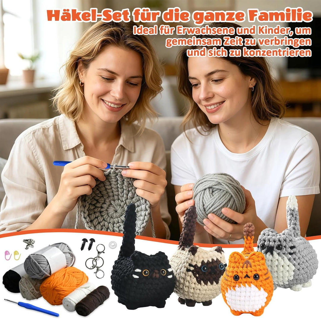 Heckel Set, Häkelnadel-Set für Anfänger mit 4 Schlüsselringen, Häkeln Für Anfänger Häkelset Tiere, A