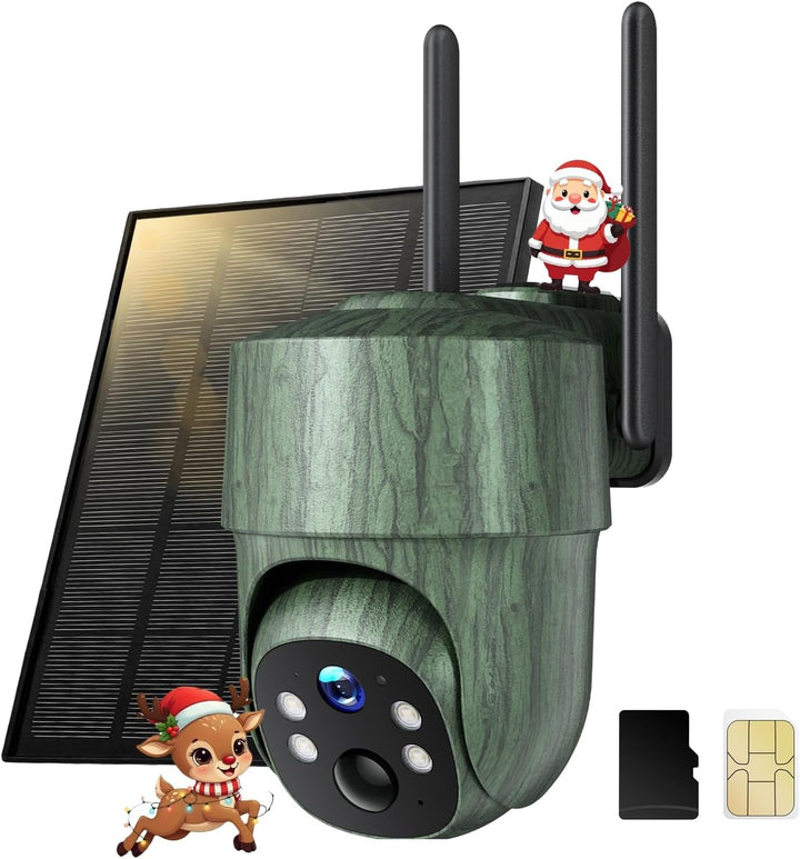 CEYOMUR 4G LTE Wildkamera Solar, 2K-PTZ Wildtierkamera mit SIM Karte & SD Karte, Überwachungskamera