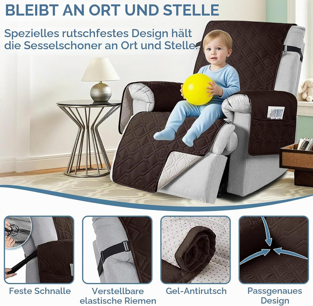 aolceth Sesselschoner für Fernsehsessel, 100% Wasserdicht Sesselbezug für Relaxsessel, Anti-Rutsch A