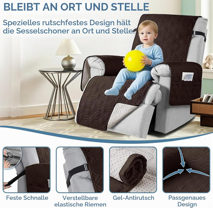 aolceth Sesselschoner für Fernsehsessel, 100% Wasserdicht Sesselbezug für Relaxsessel, Anti-Rutsch A