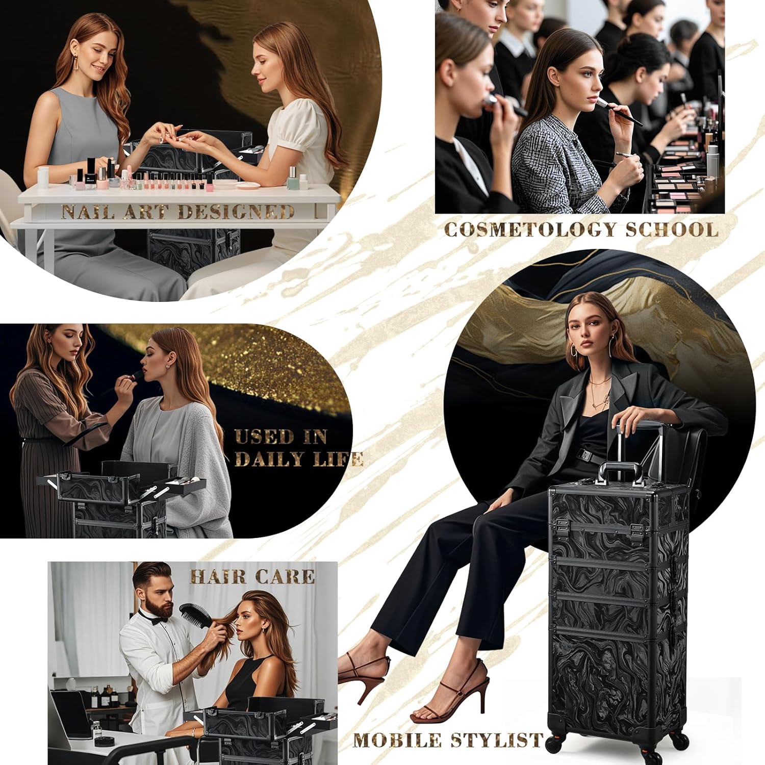 Kosmetikkoffer Trolley 4-in-1 Kosmetikkoffer Gross Kosmetik Trolley Make up Koffer Schminkkoffer mit