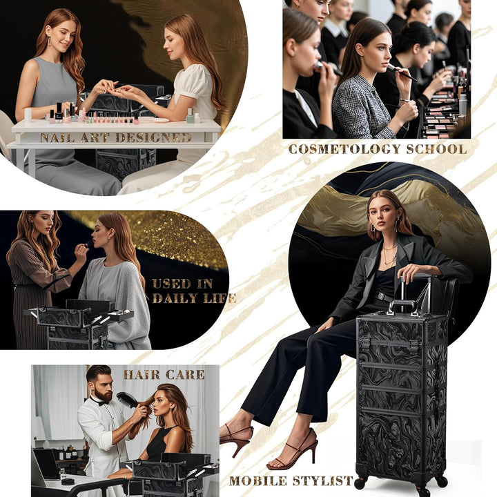 Kosmetikkoffer Trolley 4-in-1 Kosmetikkoffer Gross Kosmetik Trolley Make up Koffer Schminkkoffer mit