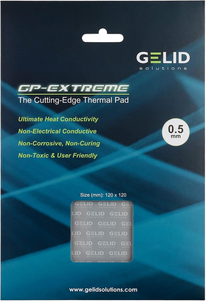 Gelid Solutions GP-Extreme 12W-Thermopad 120x120x0.5mm. Ausgezeichnete Wärmeleitung, Idealer Lückenf