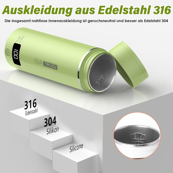 Elektrischer Reisewasserkocher Klein 500ML, Kleiner Wasserkocher Reise Schnelles Kochwasser Mini -Wa