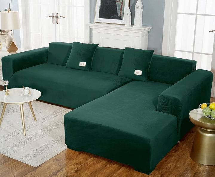 JHLD Sofabezug L Form, Stretch Sofabezug Samt L-förmiger Sofabezug Weiche Anti-rutsch Sofa Überwürfe