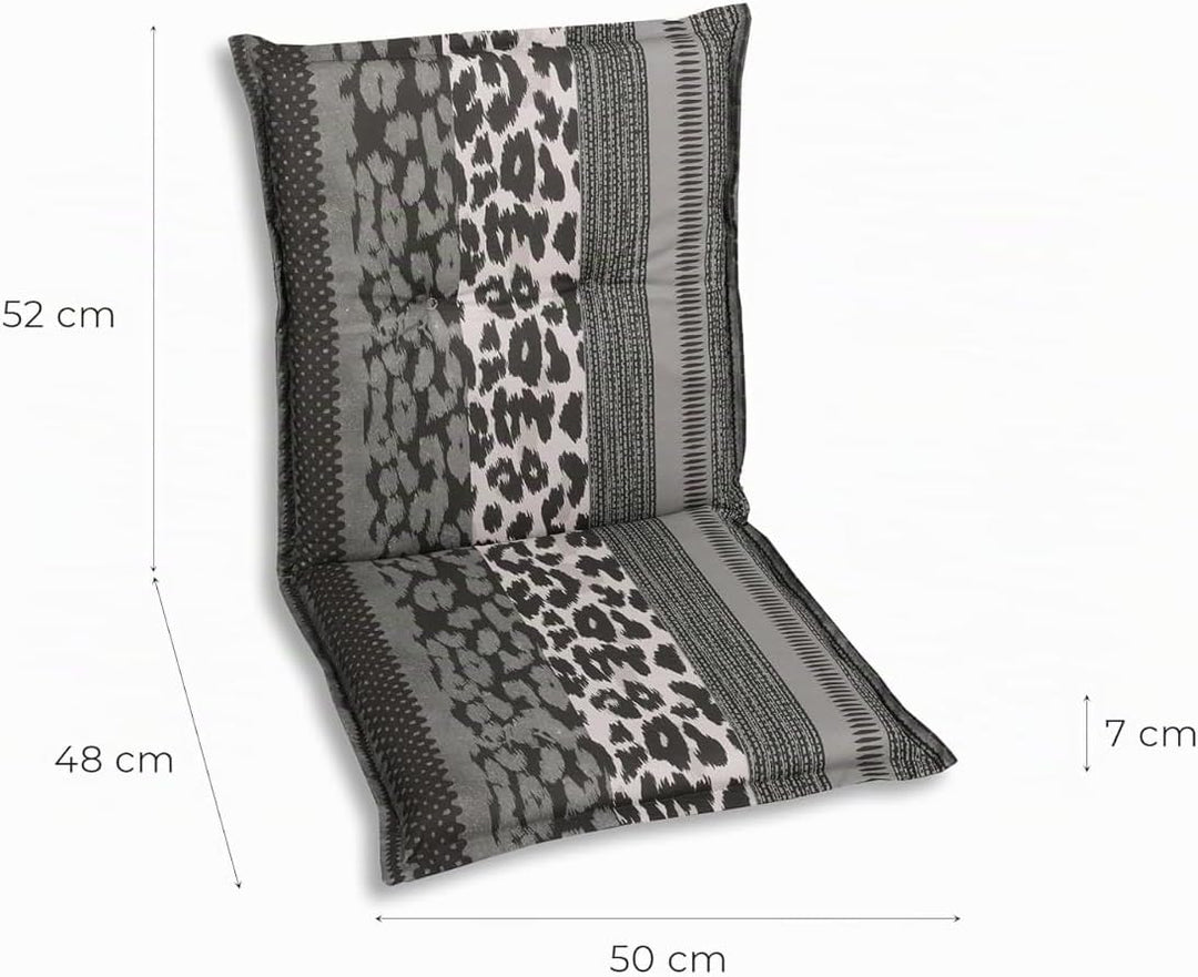 Bequeme und attraktive Polsterauflagen für Niederlehner-Gartenstühle (4er-Set, Leopard anthrazit, Ni