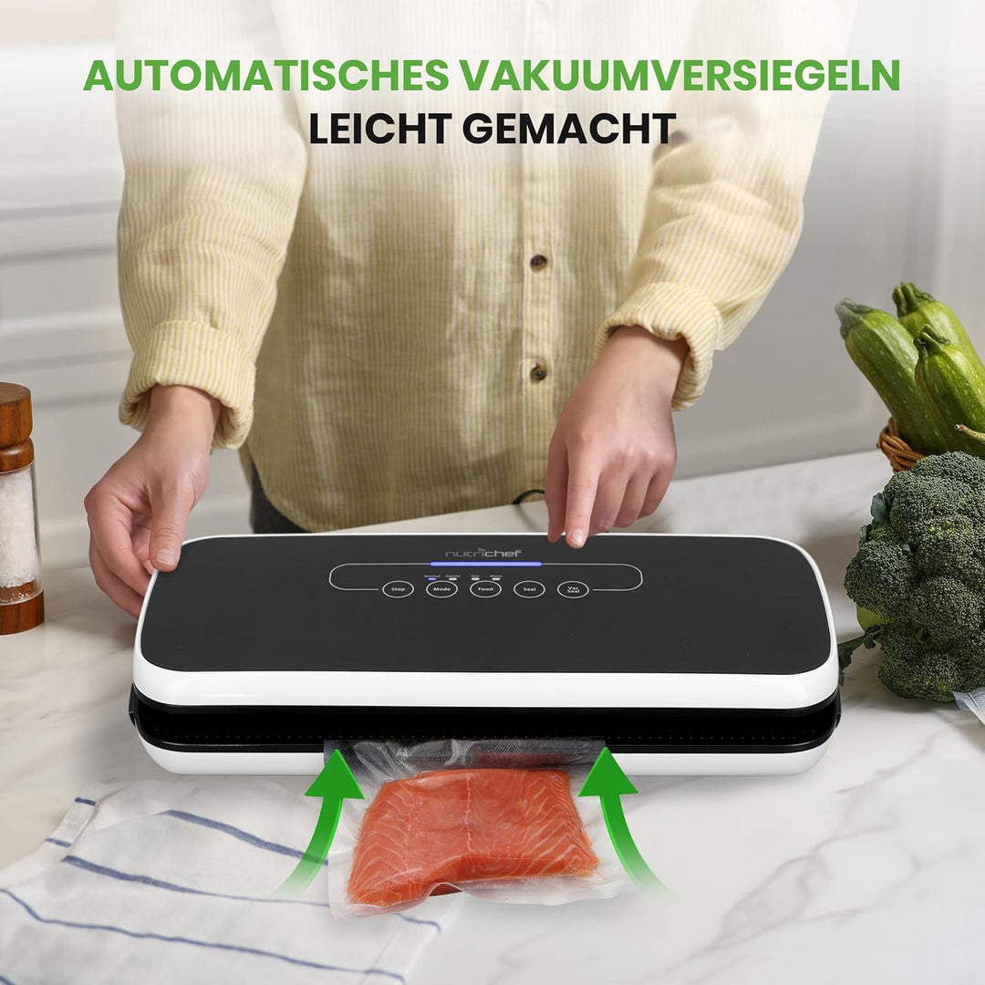 NutriChef Vakuumiergerät für Lebensmittel, Sous Vide – Vacuum Sealer – Folienschweissgerät Set inkl.