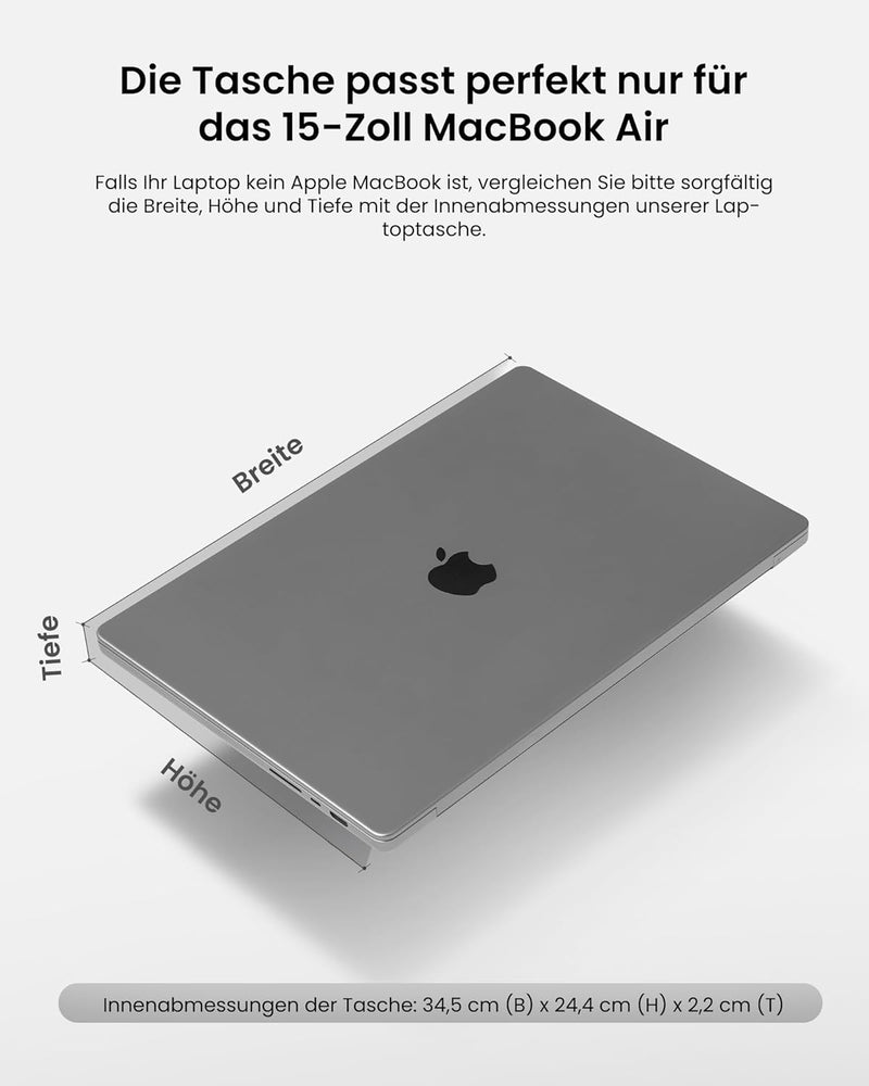 tomtoc 360° Tasche Hülle für 15-Zoll Neu MacBook Air M2 A2941 2023, 15" Microsoft Surface Laptop 5/4