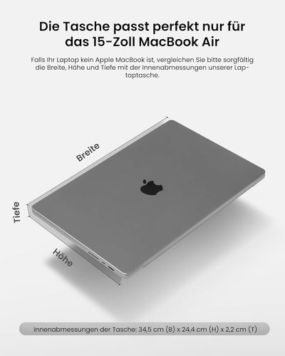 tomtoc 360° Laptoptasche Hülle für 15-Zoll Neu MacBook Air M3/A3114 M2/A2941 2024-2023, 2024 15 Zoll