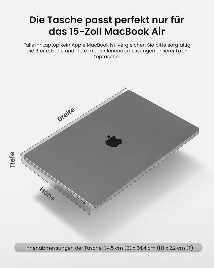 tomtoc 360° Laptoptasche Hülle für 15 Zoll MacBook Air M4/M3/M2 (2025-2023) Premium Stossfest Rundum