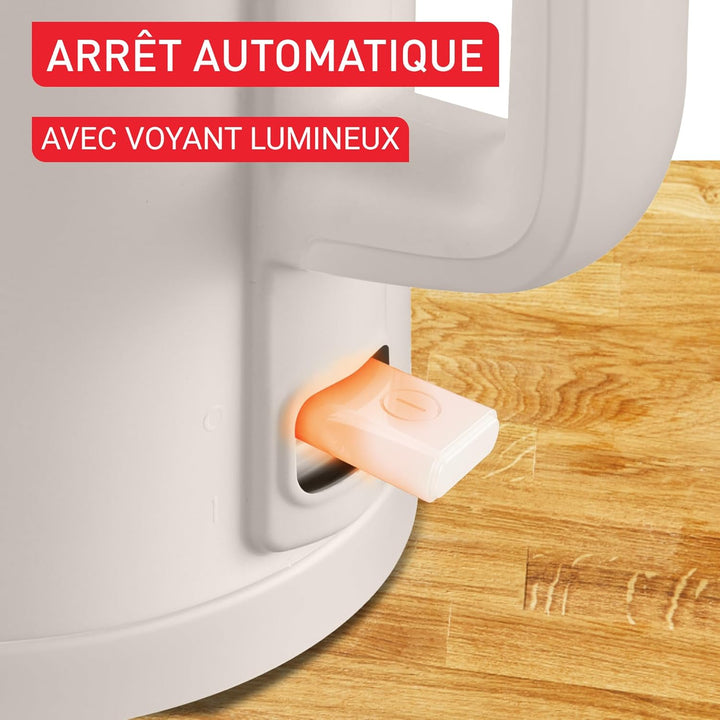 Tefal ThermoProtect Elektrischer Wasserkocher, Safe to Touch, 1500 W, Hellgrau und Innenseite aus Ed
