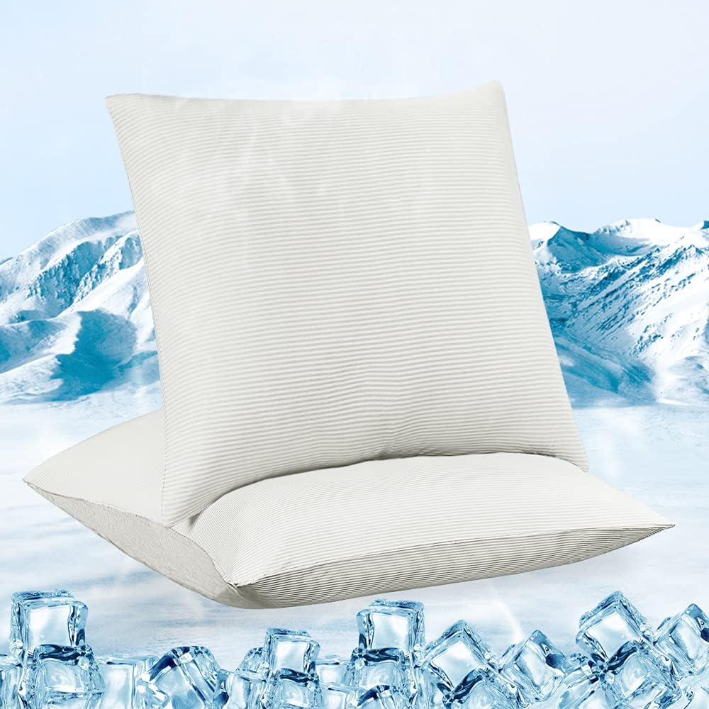 Luxear kühlender Kissenbezug 2er Set, Kopfkissenbezug elastisch mit Arc-Chill Kühlfasern atmungsakti