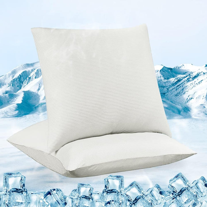 Luxear kühlender Kissenbezug 2er Set, Kopfkissenbezug elastisch mit Arc-Chill Kühlfasern atmungsakti