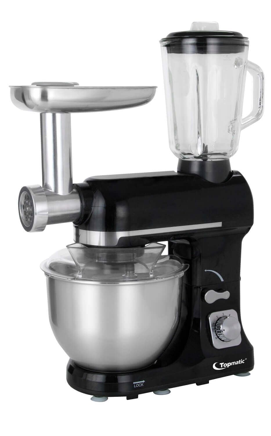 Küchenmaschine 5 Liter mit Zubehör - 1800 W - Teigknetmaschine, Zerkleinerer, Fleischwolf, Universal