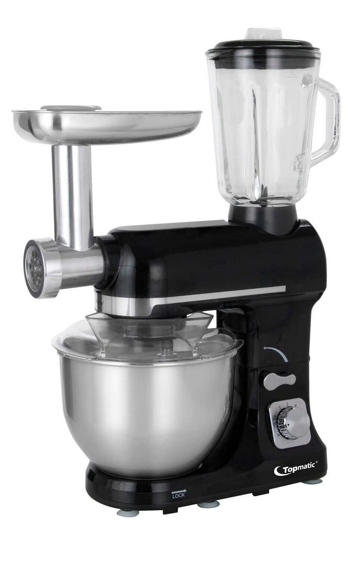 Küchenmaschine 5 Liter mit Zubehör - 1800 W - Teigknetmaschine, Zerkleinerer, Fleischwolf, Universal