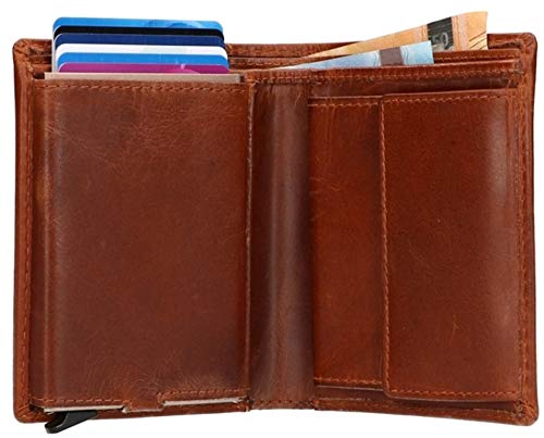 LD Leder- Geldbörse Geldbeutel mit Cardprotector RFID schwarz braun 09 x 11,3 x 2,5 cm (braun), Brau