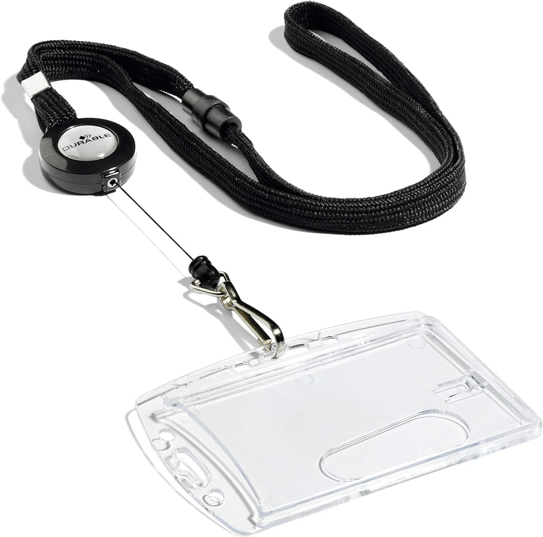Durable Halsband mit Sicherheitsverschluss und ausziehbarem Federhaken, 10 Stück, schwarz, 822301