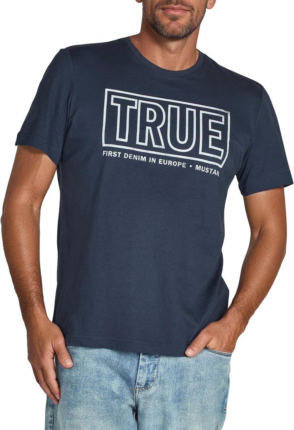 MUSTANG Herren T-Shirt 4er Pack Frontprint O-Neck Rundhalsausschnitt Kurzarm Regular Tee Shirt 100%