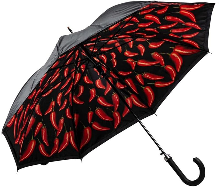 LUCKYWEATHER Regenschirm Stockschirm Damen/Herren Motiv Chili Peppers Auf-Automatik Double Layer I S