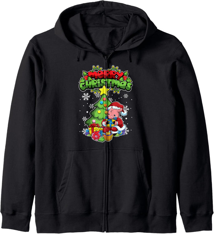 Merry Christmas Animals – Weihnachtsschweinchen Kapuzenjacke