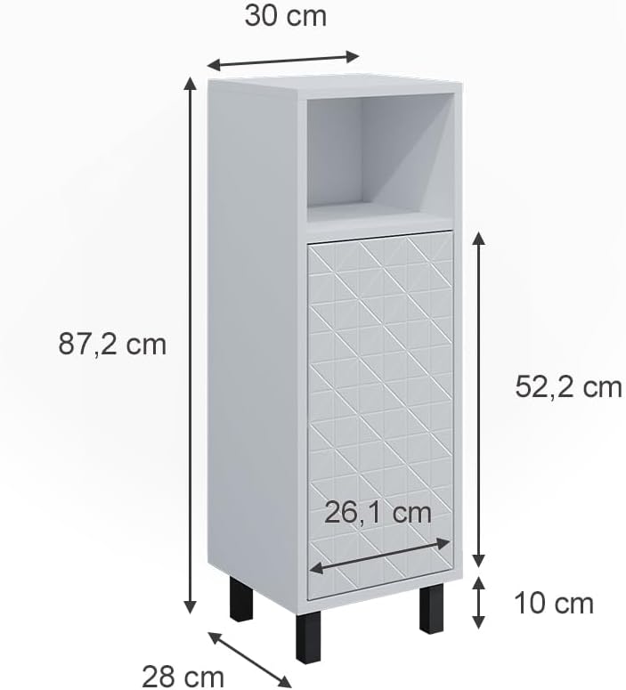 Vicco Midischrank Agasta, Weiss Hochglanz, 30 x 87.2 cm Weiss Hochglanz Badschrank, Weiss Hochglanz