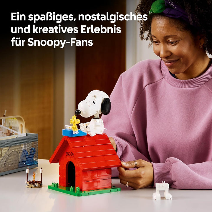 LEGO Ideas Peanuts: Snoopys Hundehütte - Modellbau für Erwachsene Snoopy und Woodstock Figuren - DIY