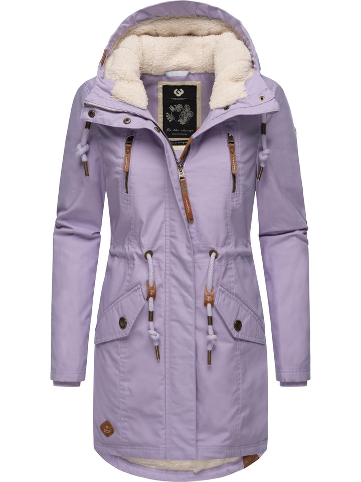 Ragwear Damen Mantel Lange warme Winterjacke mit Teddyfell-Kapuze Elsie Intl XS-5XL S Lavender24, S